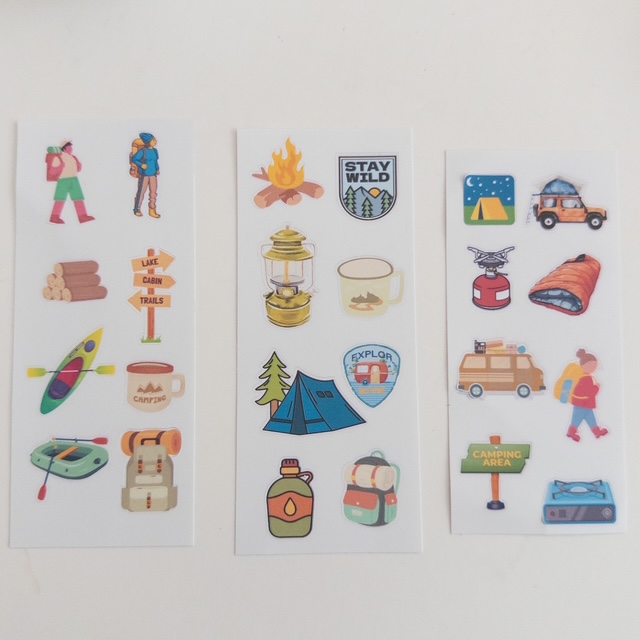 Camping-themed stickers 3 sheets