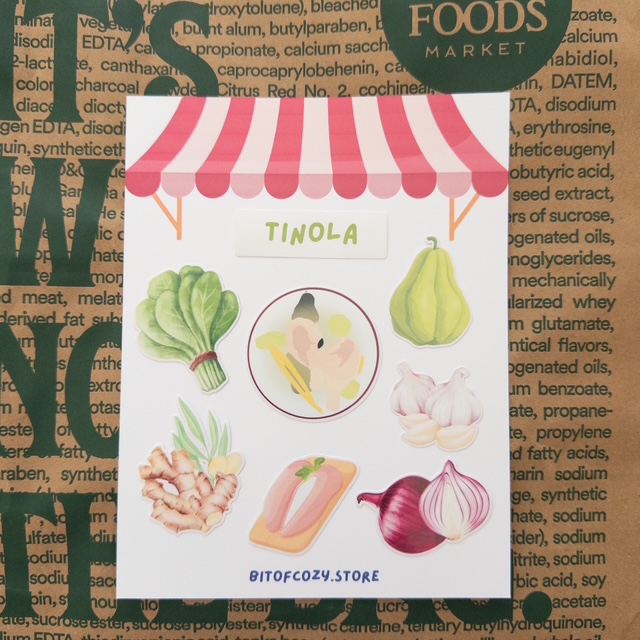 Taste of the Philippines Comfort Soups Tinola, Sinigang, or Nilaga Ingredients Sticker Sheet 