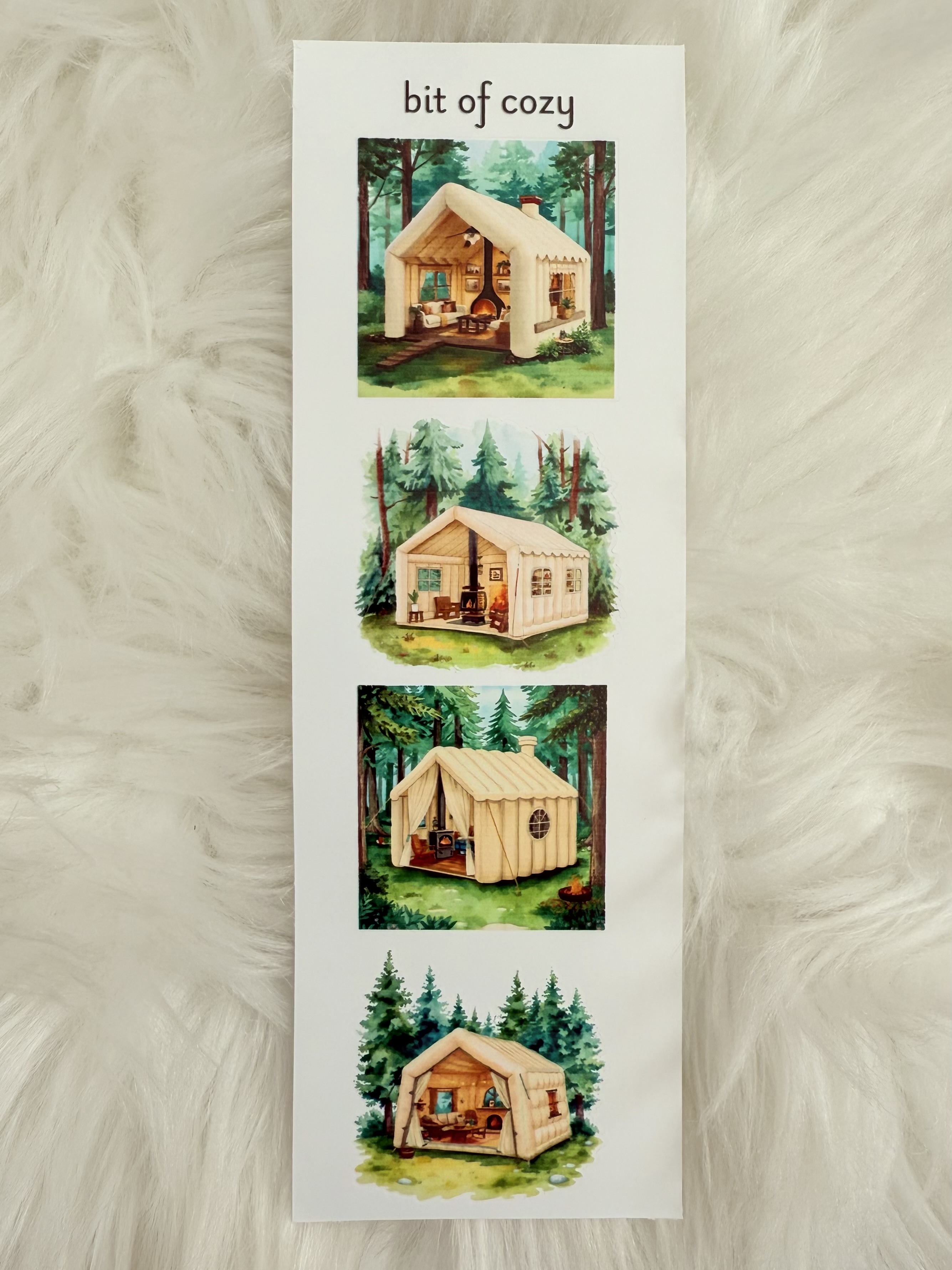 Cozy Cabin Inflatable Tent in the Forest Sticker Sheet