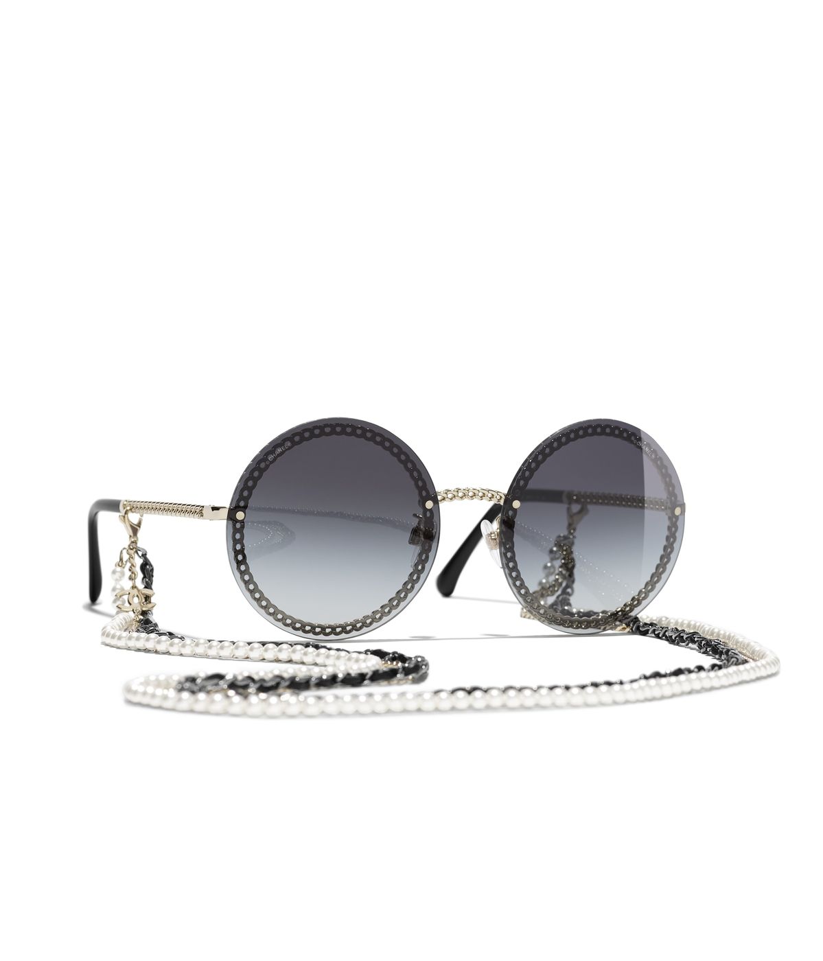 Round Pearl-Embellished Sunglasses