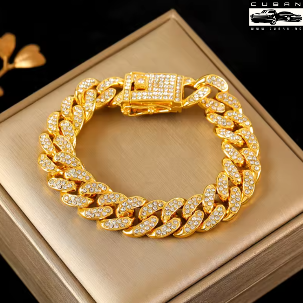Bratara cuban iced gold
