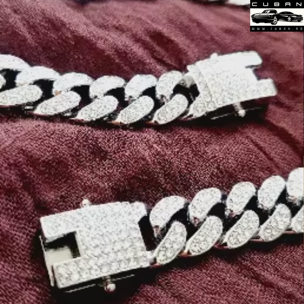 Bratara cuban iced platinum
