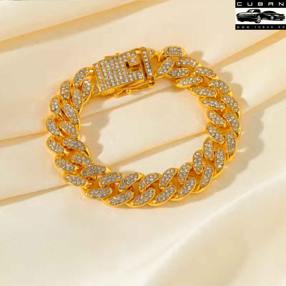 Bratara cuban iced gold