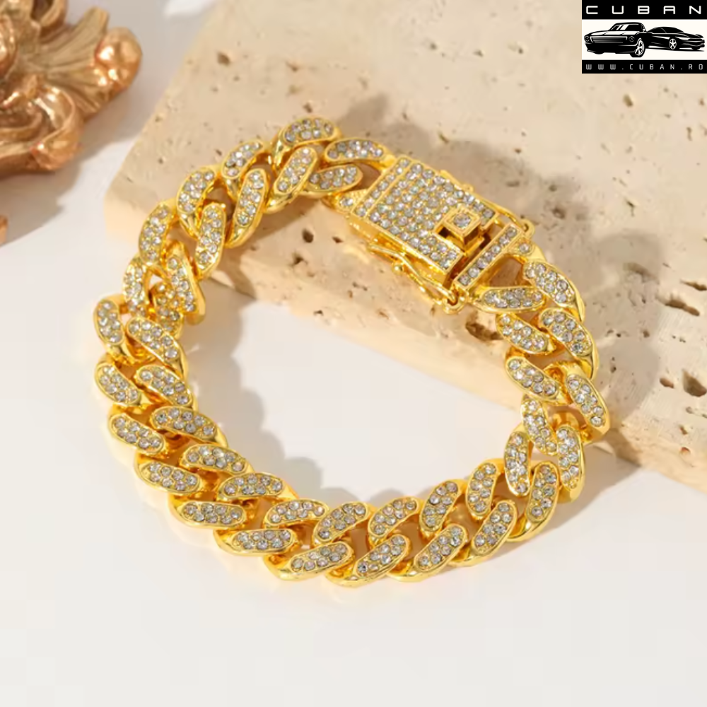 Bratara cuban iced gold