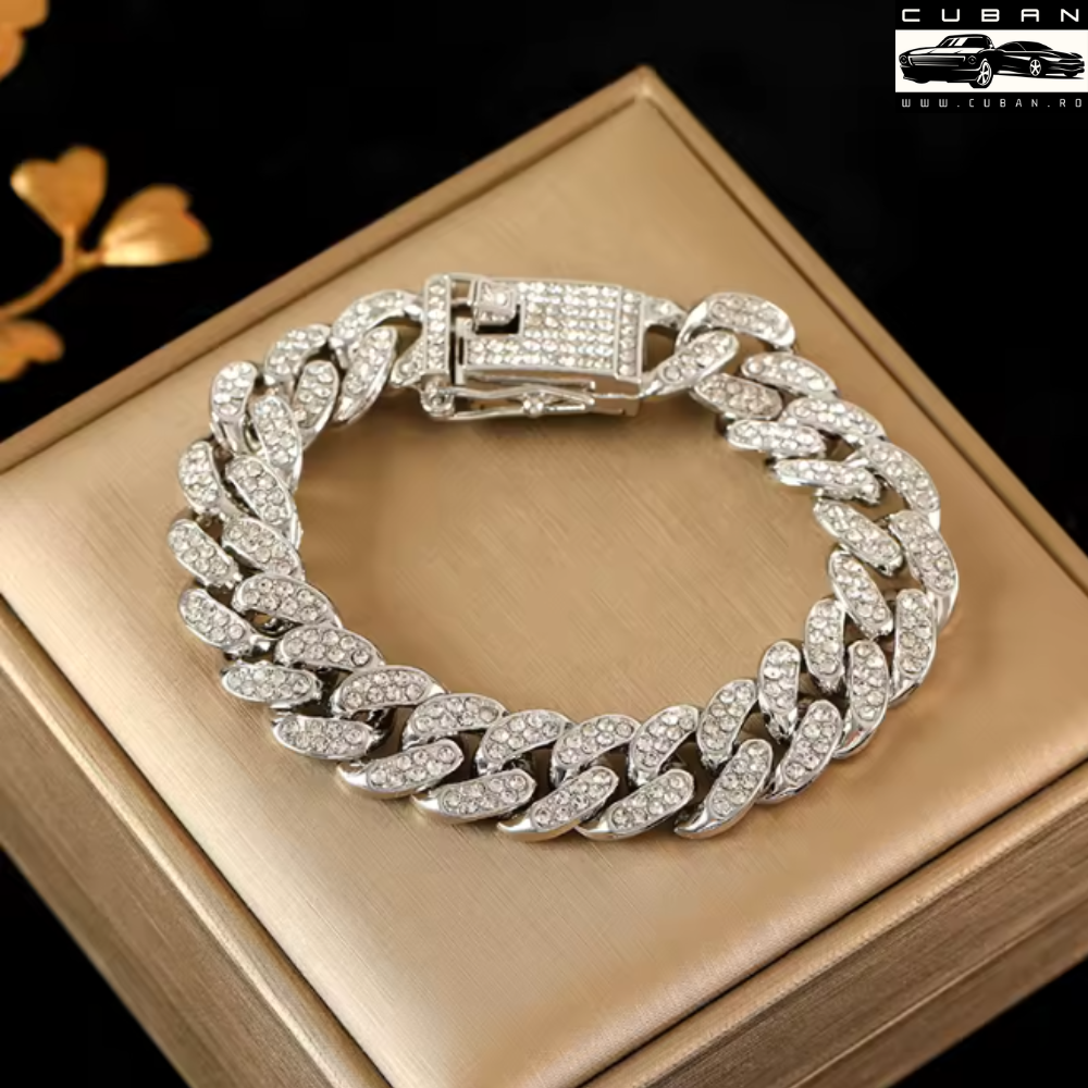 Bratara cuban iced platinum