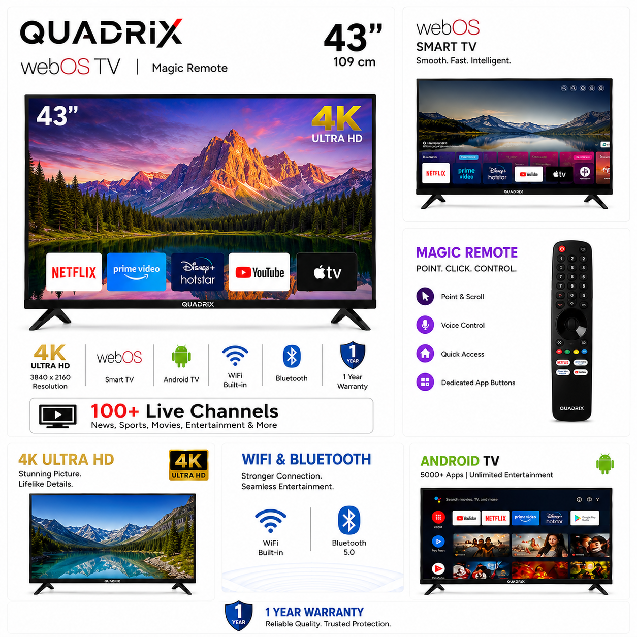 Quadrix 43" 4K Ultra HD Smart TV