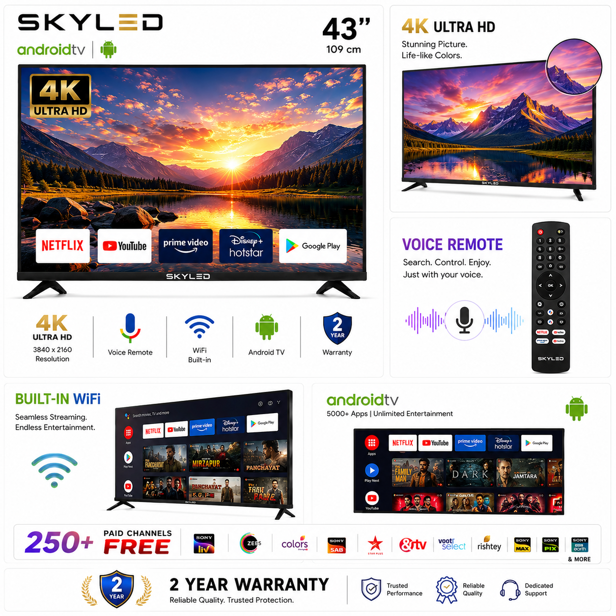 SKYLED 43" 4K Ultra HD Android TV