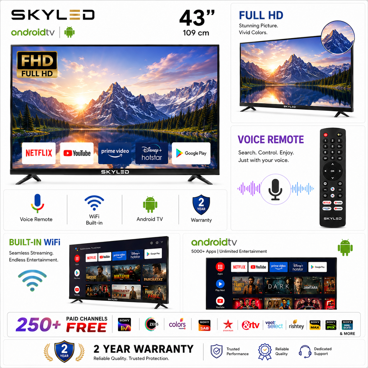SKYLED 43" Android Smart TV