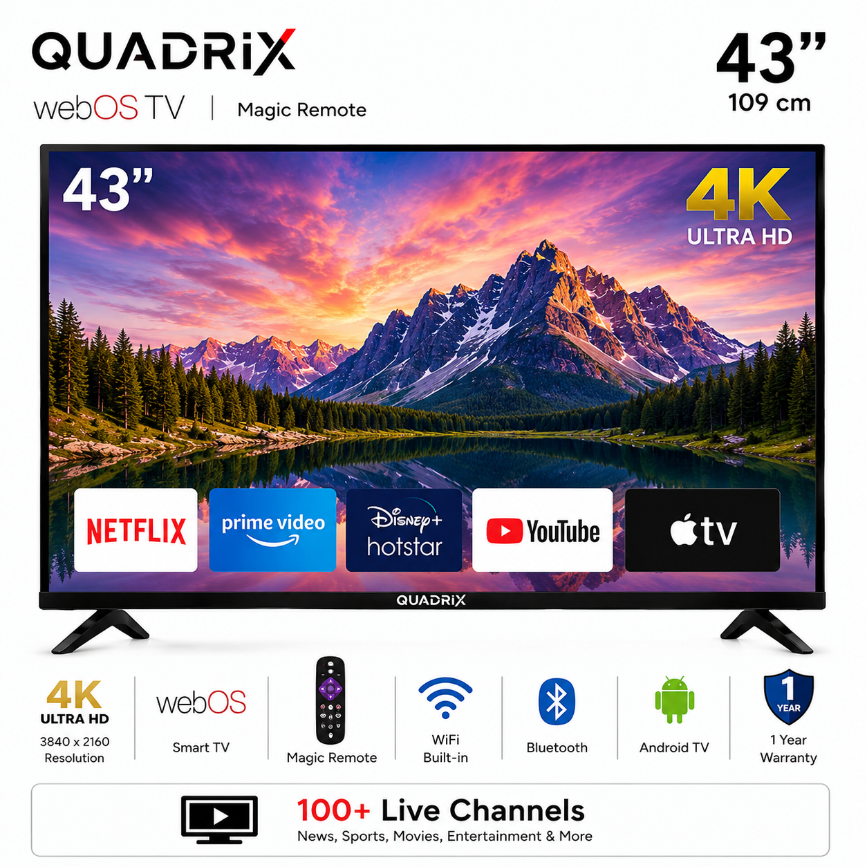 Quadrix 43" 4K Ultra HD Smart TV