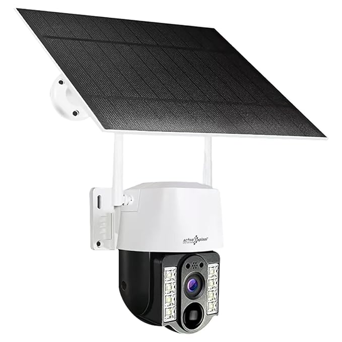 Active Pixel 4G 4mp Solar Battery Powered SIM Card Supported Wireless CCTV Security Camera, IP65 Waterproof, Two-Way Audio, PIR Motion Detection, Pan Tilt.