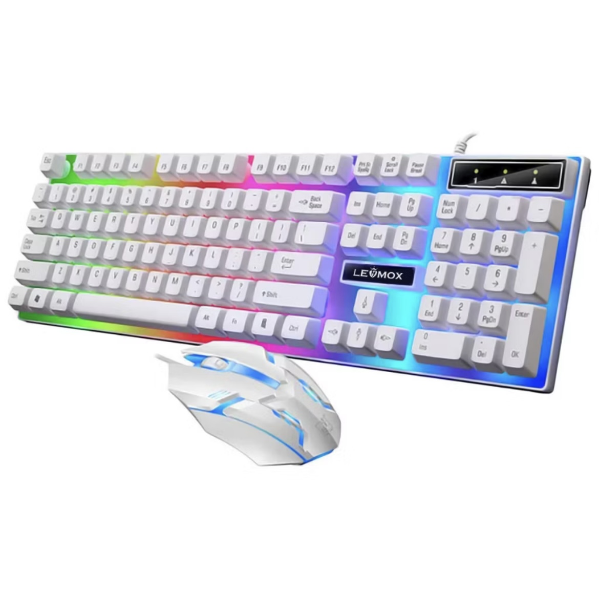 Teclado e mouse gamer LED branco