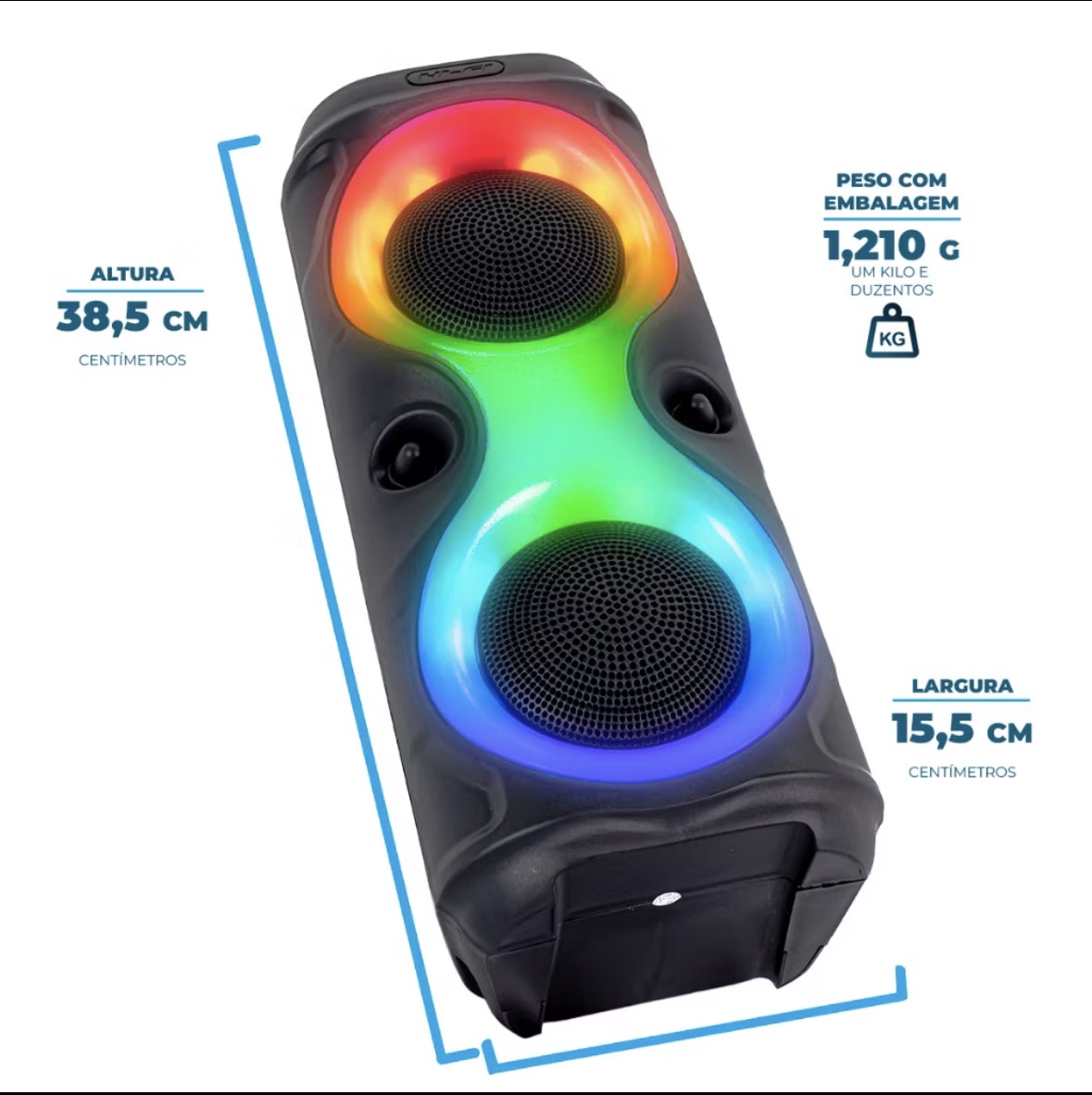 Caixa de som Bluetooth com luzes LED