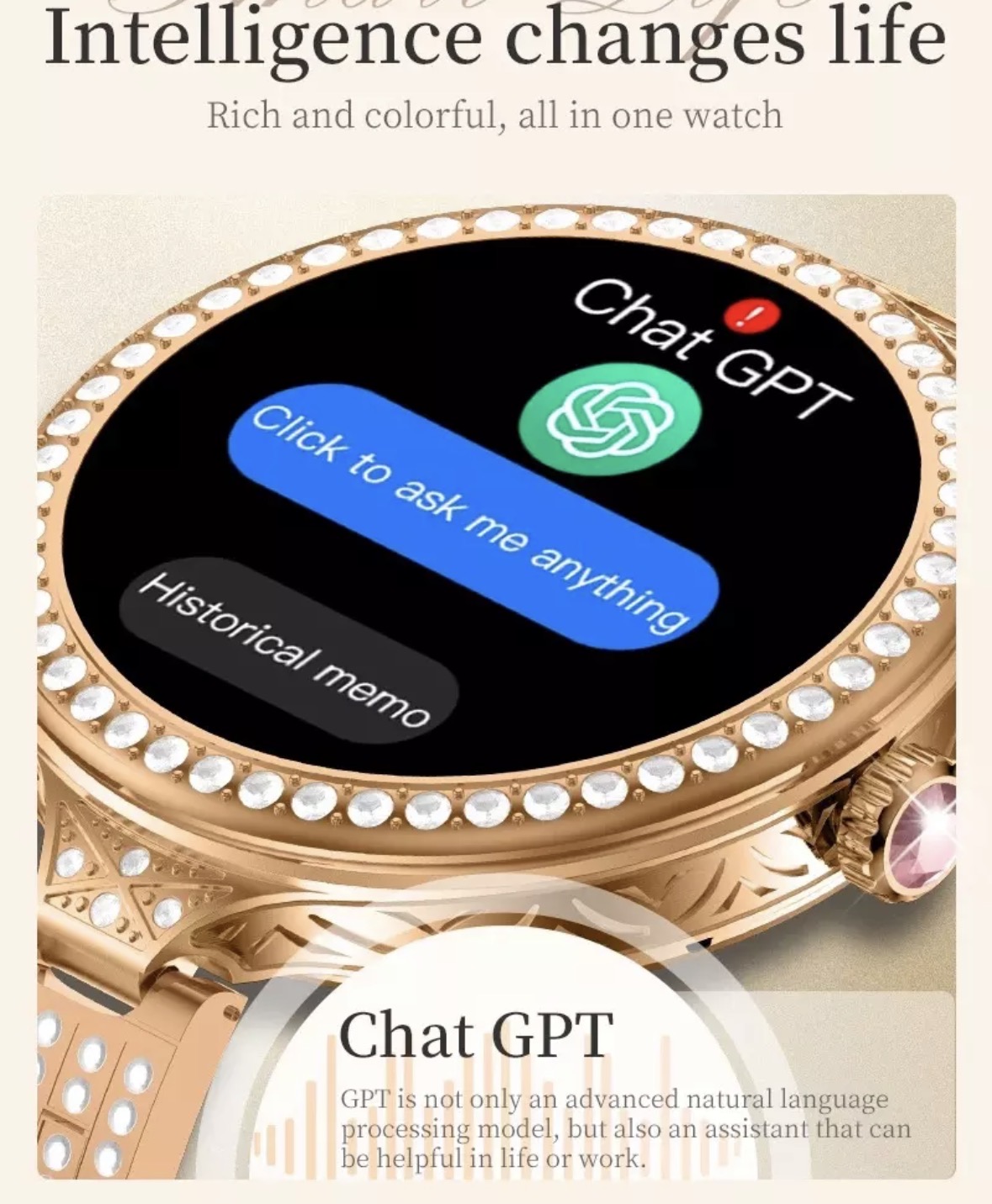 Smartwatch feminino de luxo