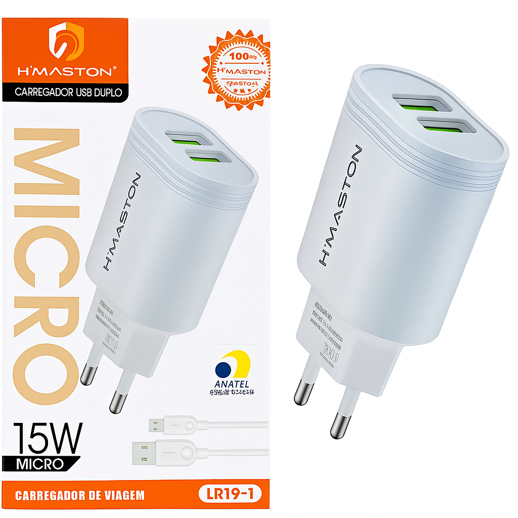 Carregador HMaston USB Duplo 15W Tipo-C