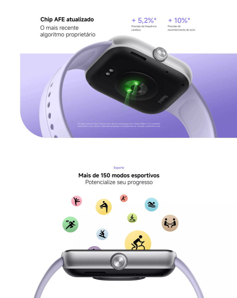 Smartwatch Xiaomi Redmi Watch 5 GPS Musicas Amoled A Prova D'água Lançamento - Preto
