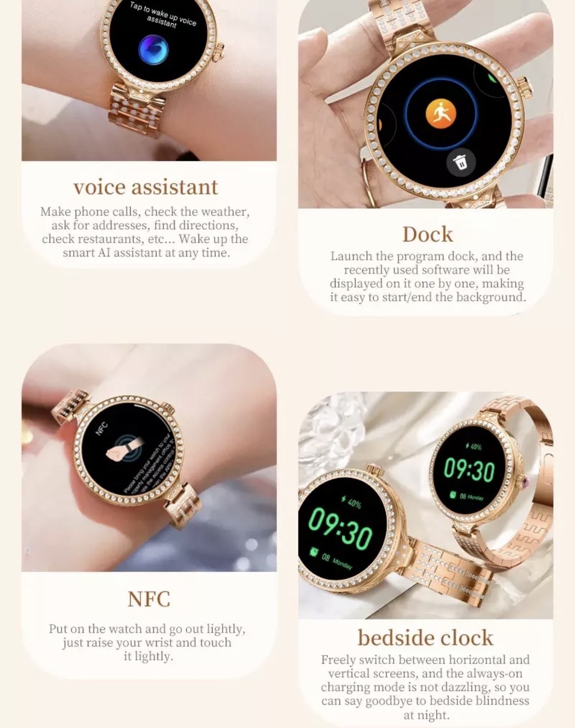 Smartwatch feminino de luxo