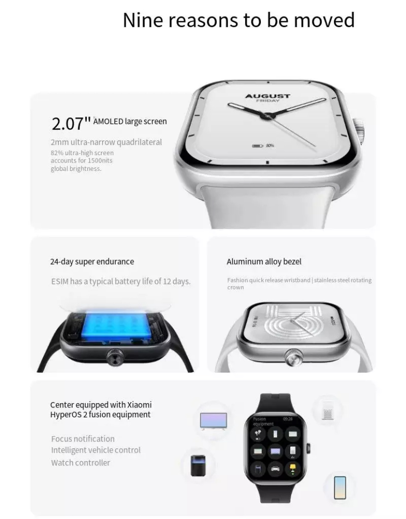 Smartwatch Xiaomi Redmi Watch 5 GPS Musicas Amoled A Prova D'água Lançamento - Preto