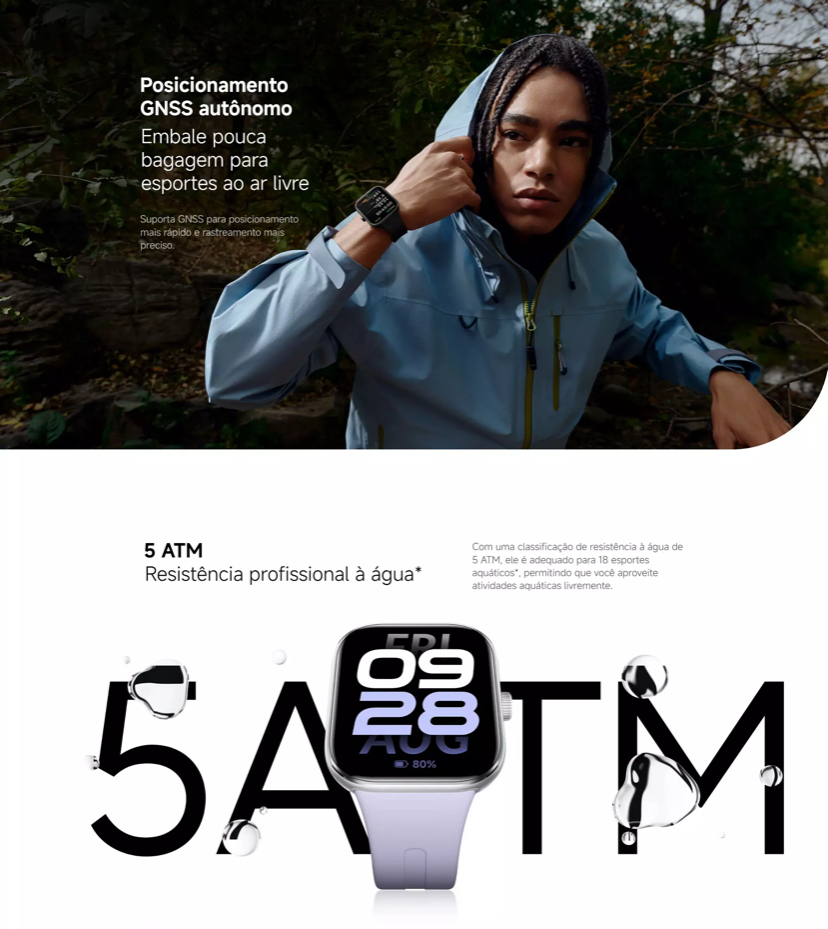 Smartwatch Xiaomi Redmi Watch 5 GPS Musicas Amoled A Prova D'água Lançamento - Preto