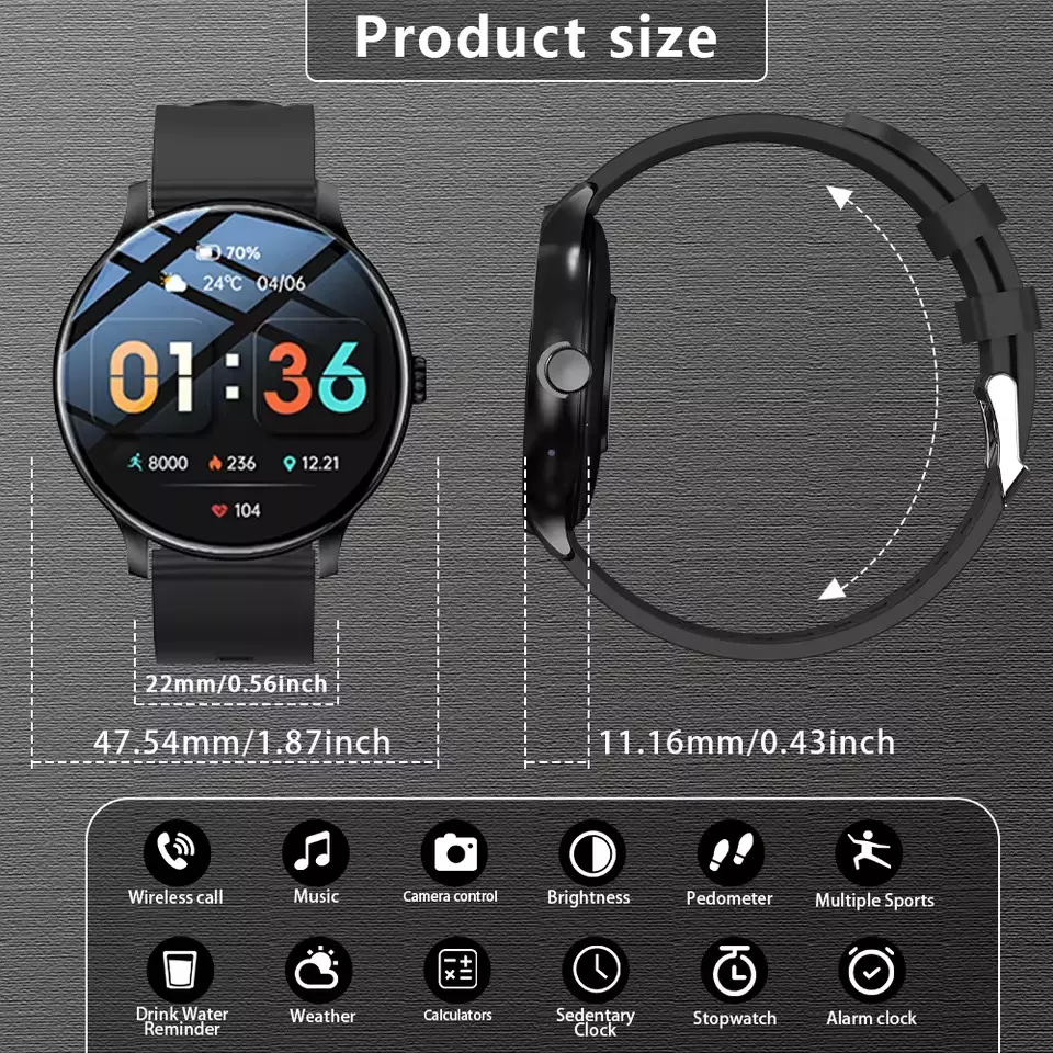 Smartwatch LaxasFit GT2 Amoled Chamadas Bluetooth