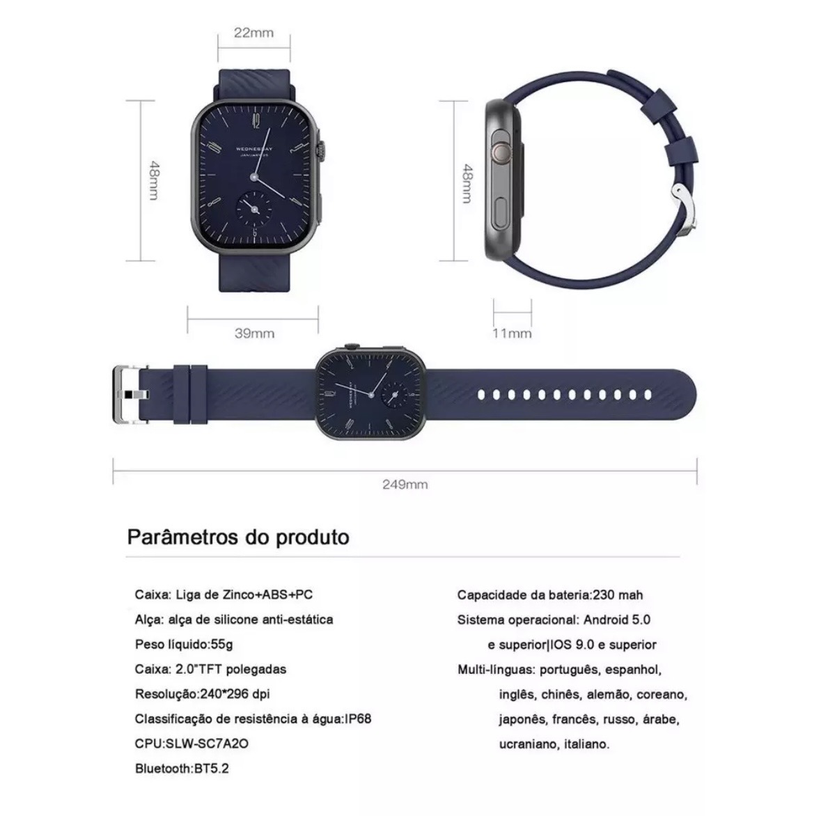 Smartwatch Peje ZW01 Pro A Prova D'água Pulseira Extra