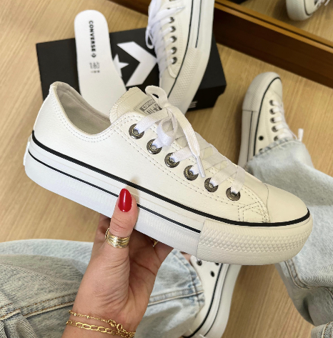 Converse All Star Cano Baixo Corino Plataforma - Atacado (Caixa Fechada)