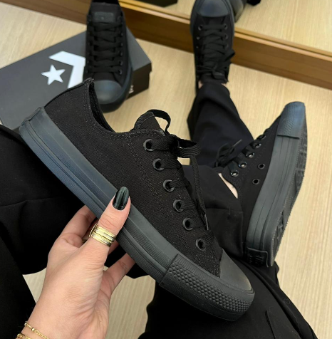 All Star Cano Baixo - Preto Monocromático - Atacado Unissex (Caixa Fechada)