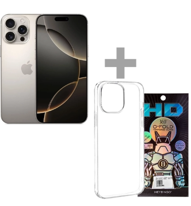 Apple iPhone 16 Pro Max A3084 eSIM 256GB 8GB RAM de 6.9" 48+48+12MP 12MP - Natural Titanium + Capinha + Película