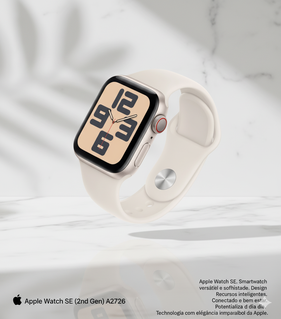 Apple Watch SE 2ª Geração 40 mm M L MXG03LL A2726 GPS + Celular - Starlight Alumínio Starlight Sport