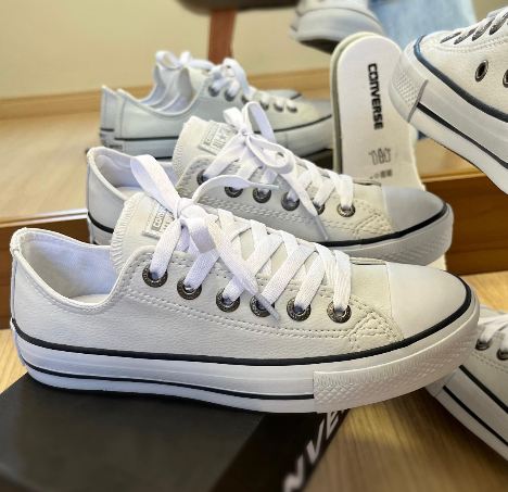 Converse All Star Cano Baixo Corino - Branco - Atacado (Caixa Fechada)