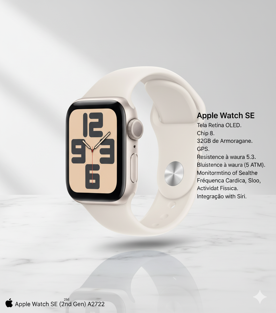 Apple Watch SE 2ª Geração 40 mm GPS - Starlight Alumínio Starlight Sport
