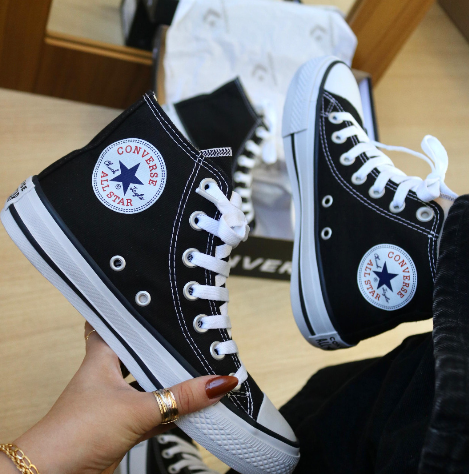Converse All Star Cano Alto Preto Clássico (Tecido Lona) - Atacado 12 Pares