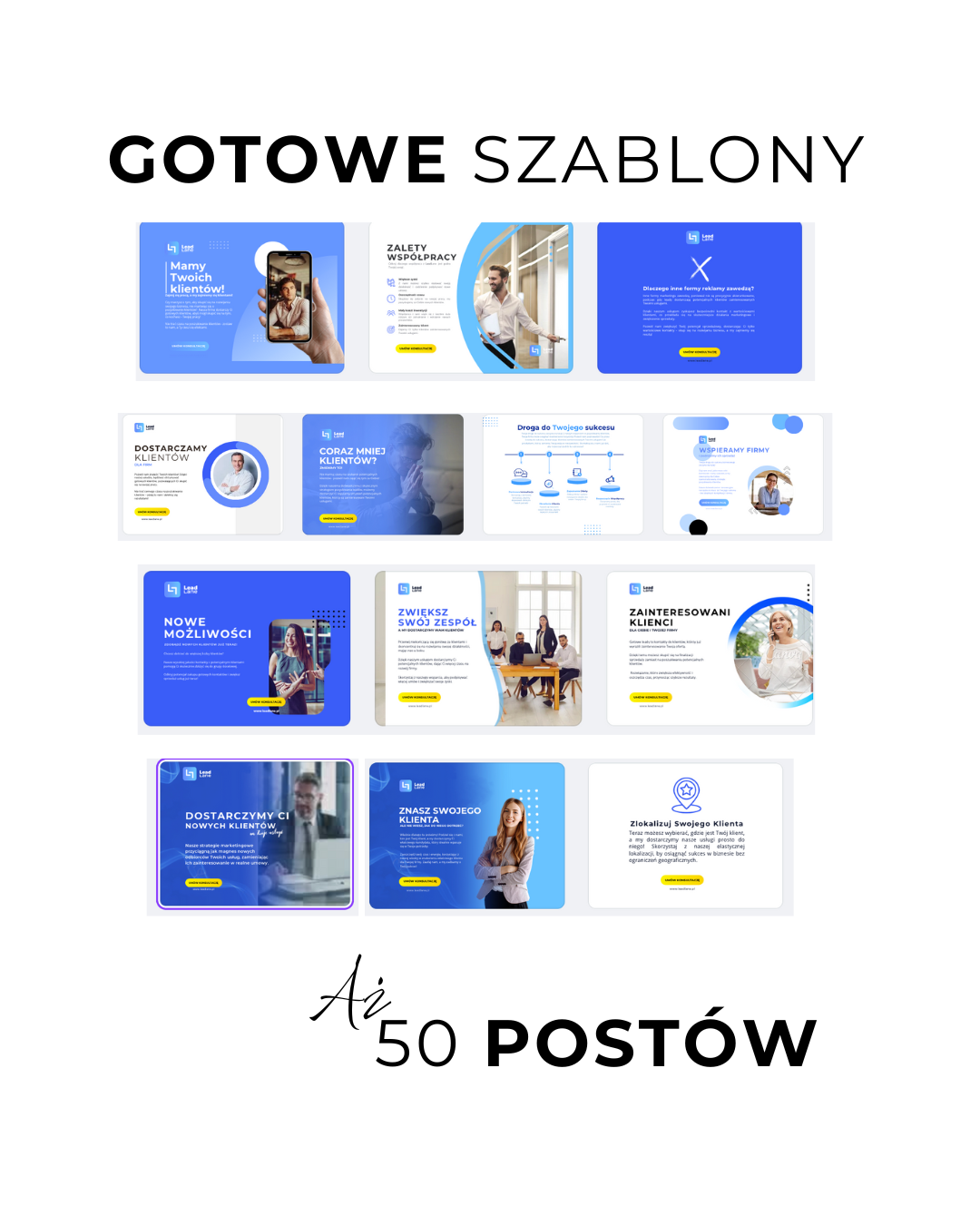 💼 Profesjonalne posty na Facebook i Instagram – 50 gotowych grafik