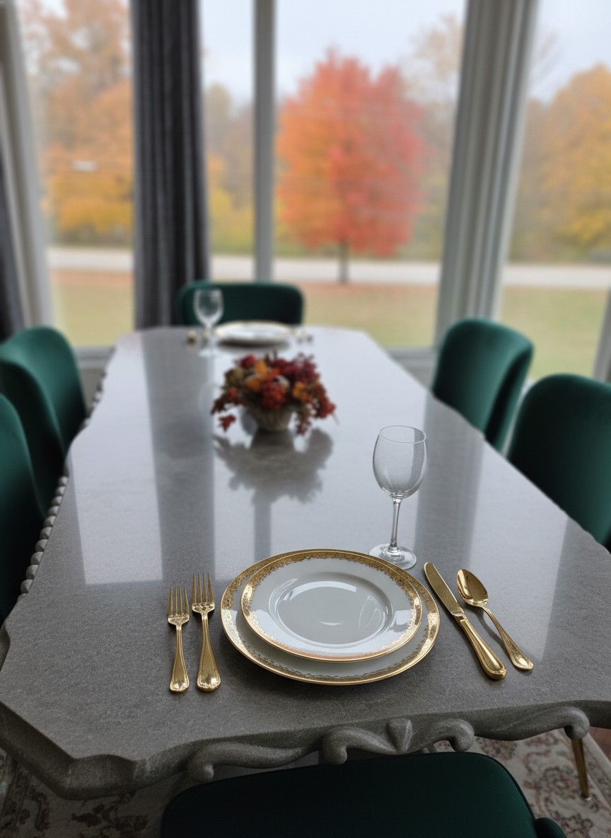 Custom Dining Table in Grey Quartz