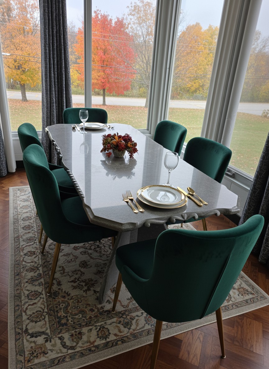 Custom Dining Table in Grey Quartz