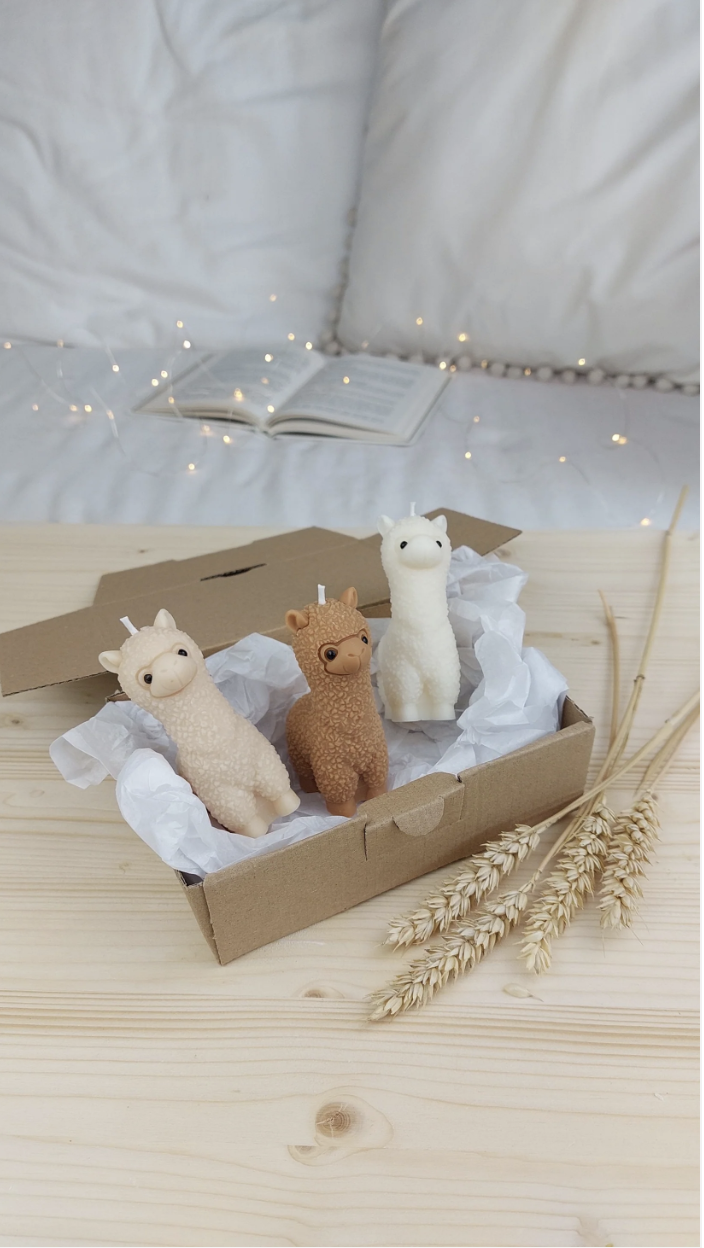 Alpaca Shaped Decorative Candles (Combo of 3)