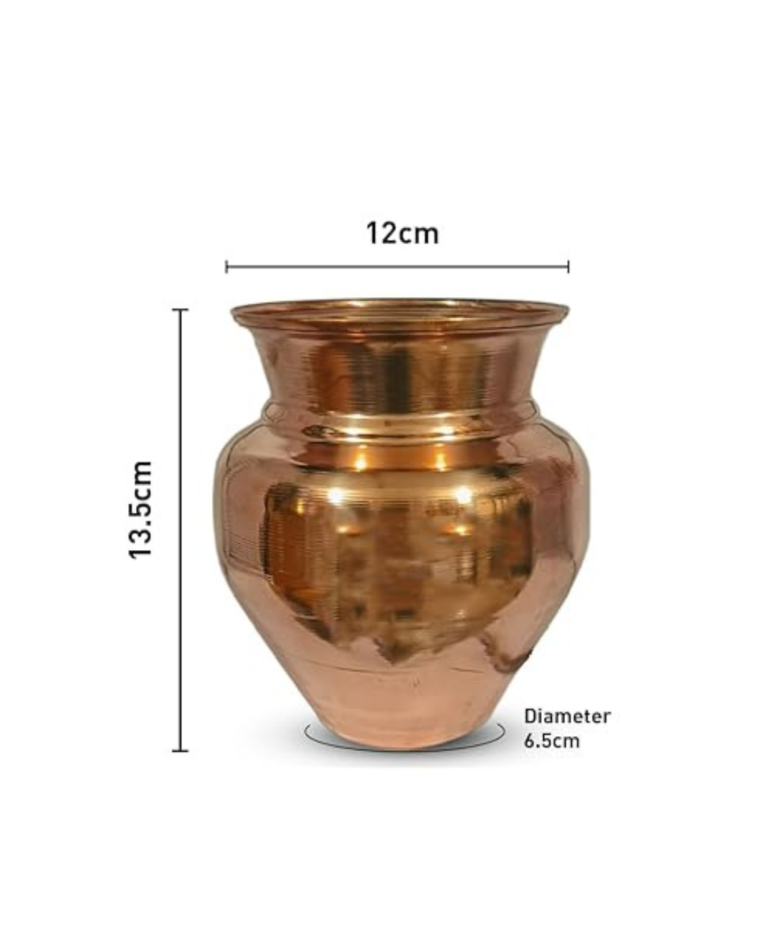 Pure Copper Kalash (750ml) – Medium Size Heavy Build | Pooja Lota & Mangal Kalash for Worship, Drinking Water & Home Use