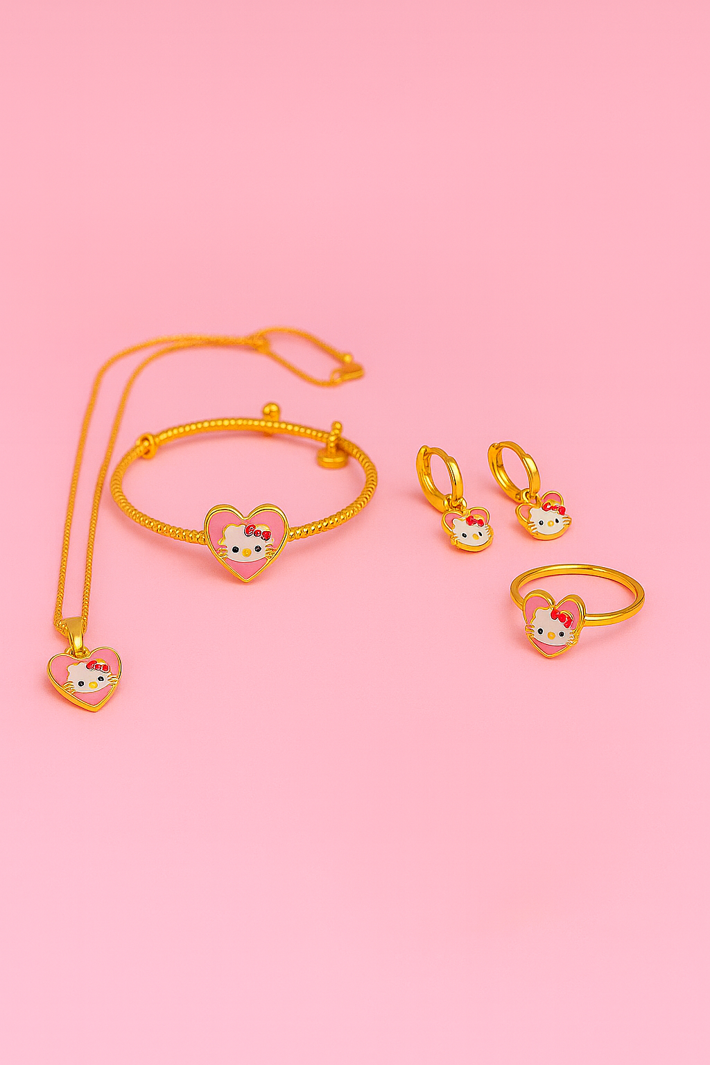 kitty Heart Kid Jewellery Combo set