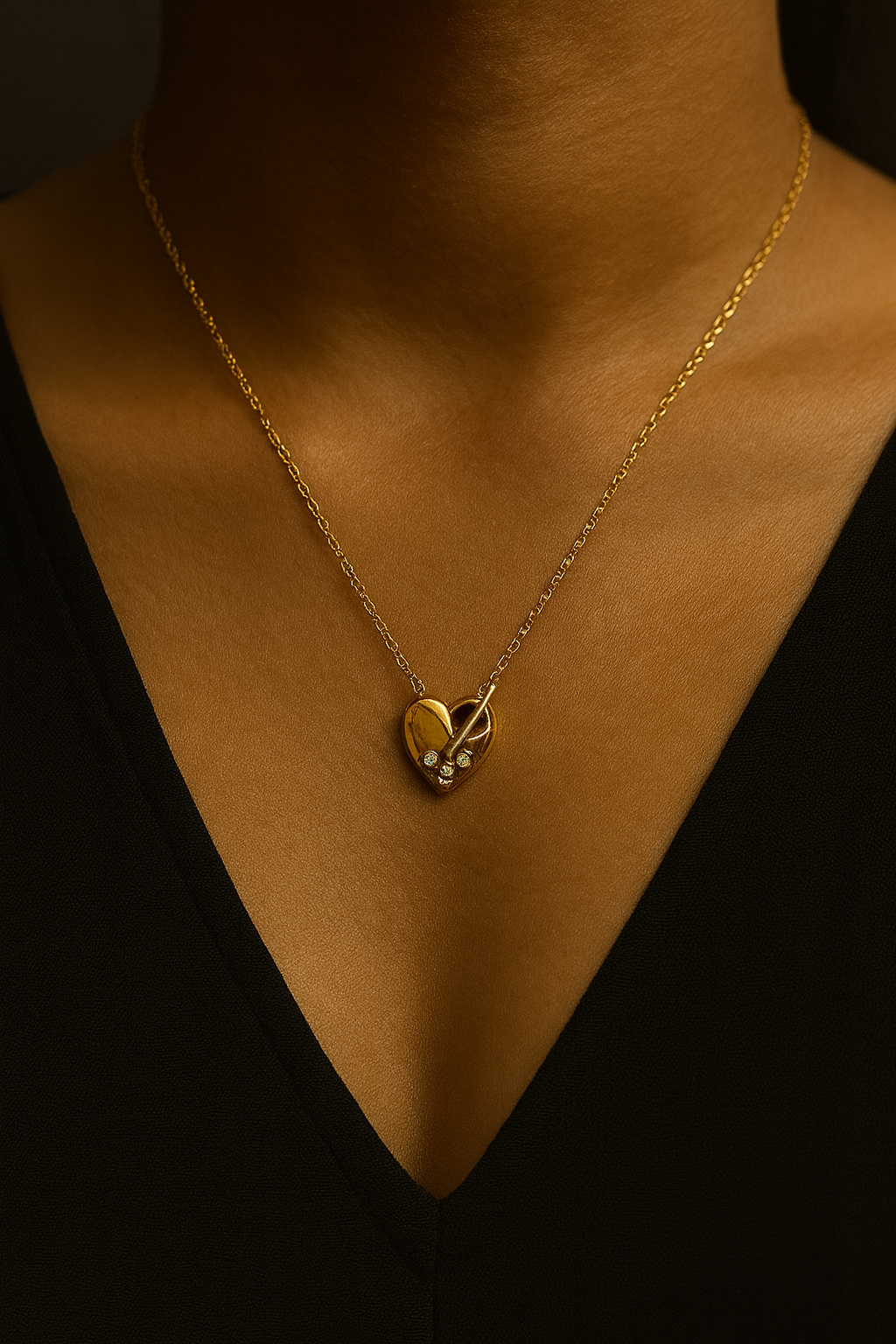 Golden Heart Toggle Chain