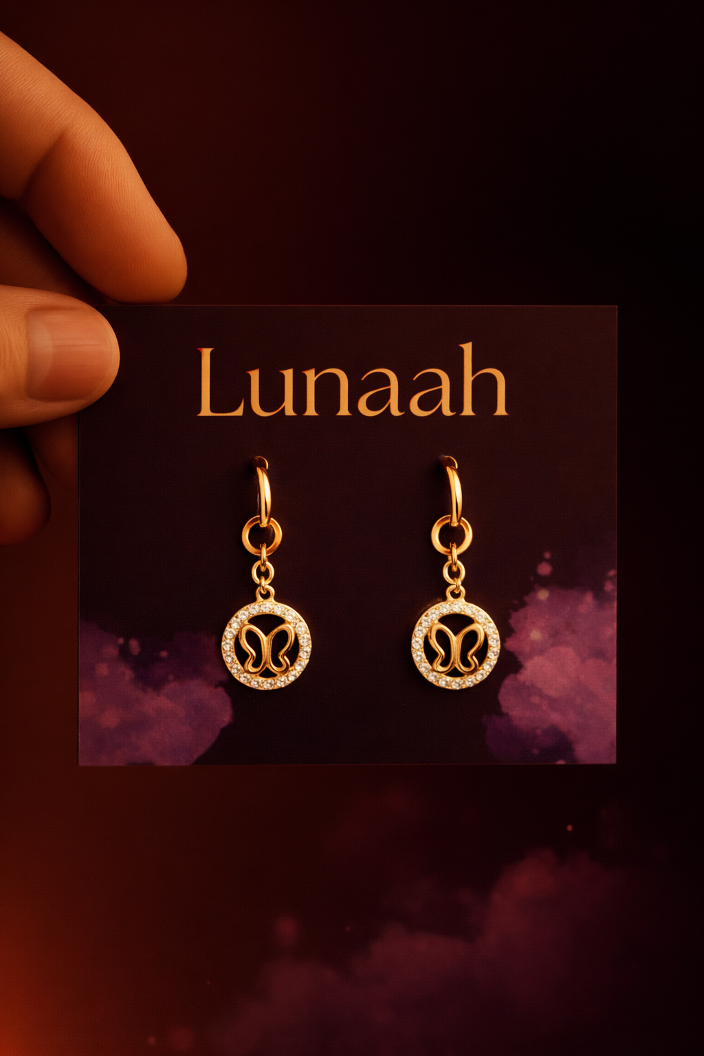 🦋 Butterfly Halo Drop Earrings