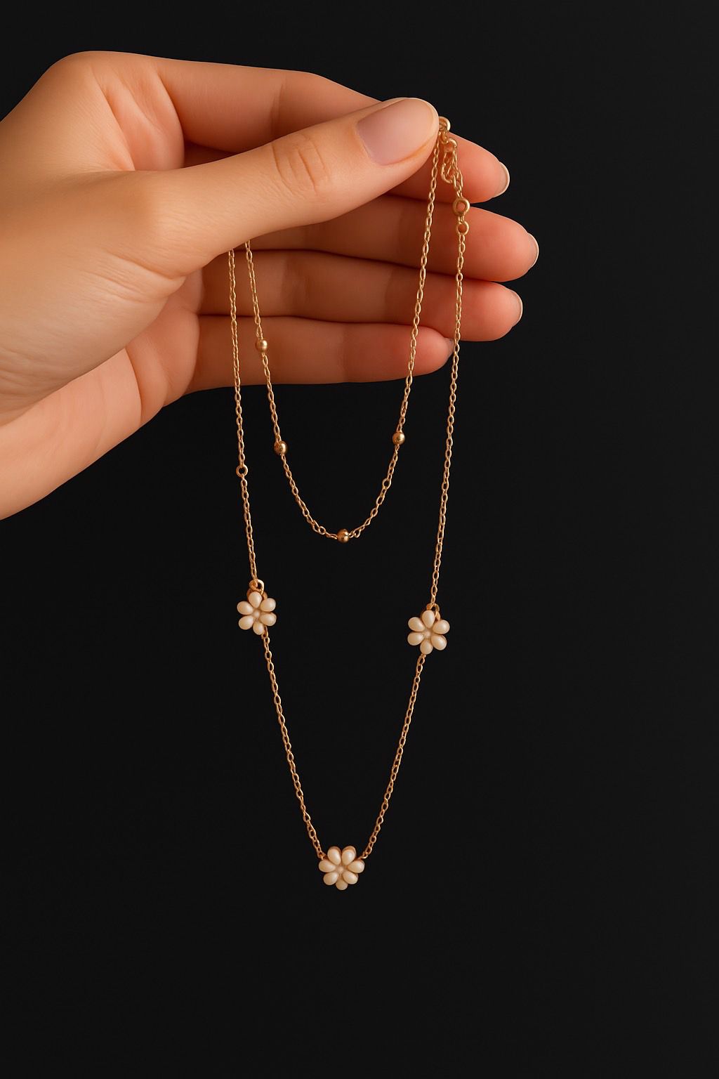 Gold Flower Pendant Necklace
