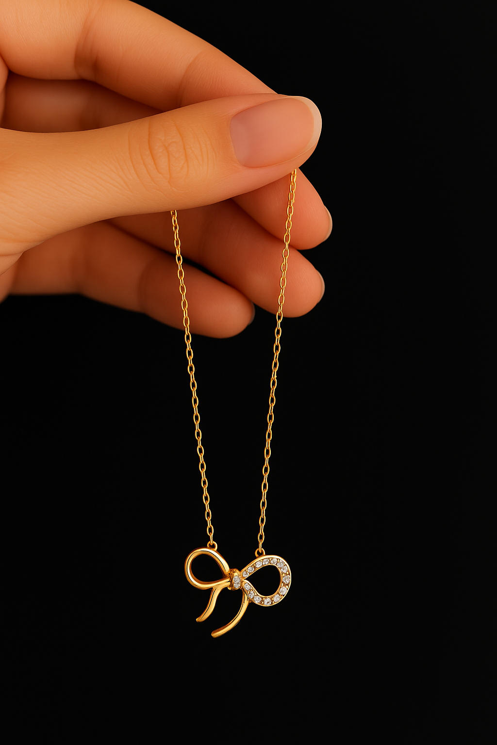 Golden Bow Necklace Stonestudded