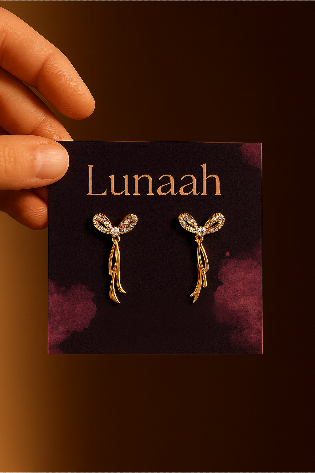 Golden Bow Drop Earrings