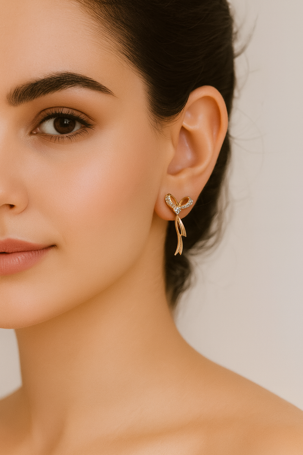 Golden Bow Drop Earrings