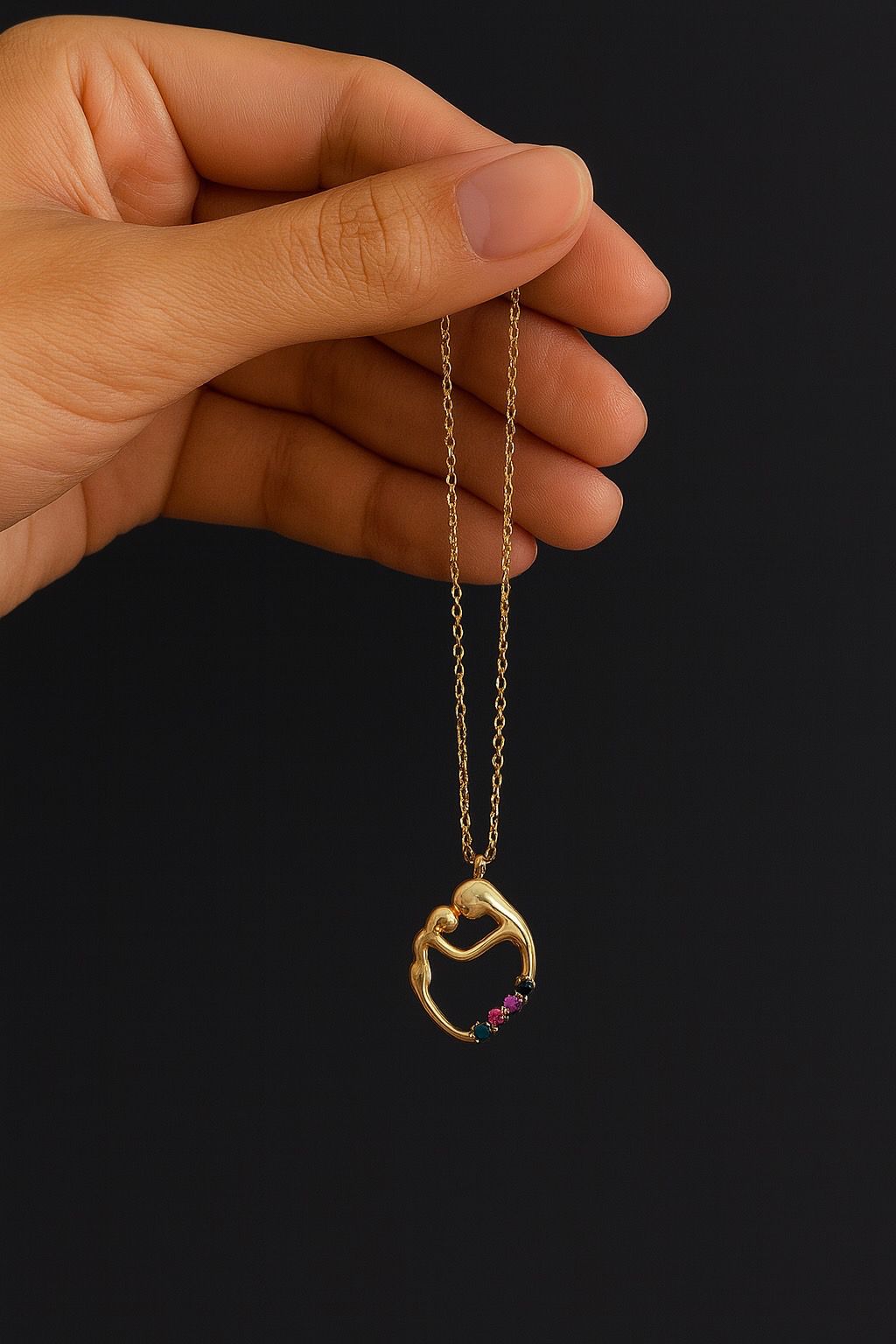 Gold Couple Pendant Necklace