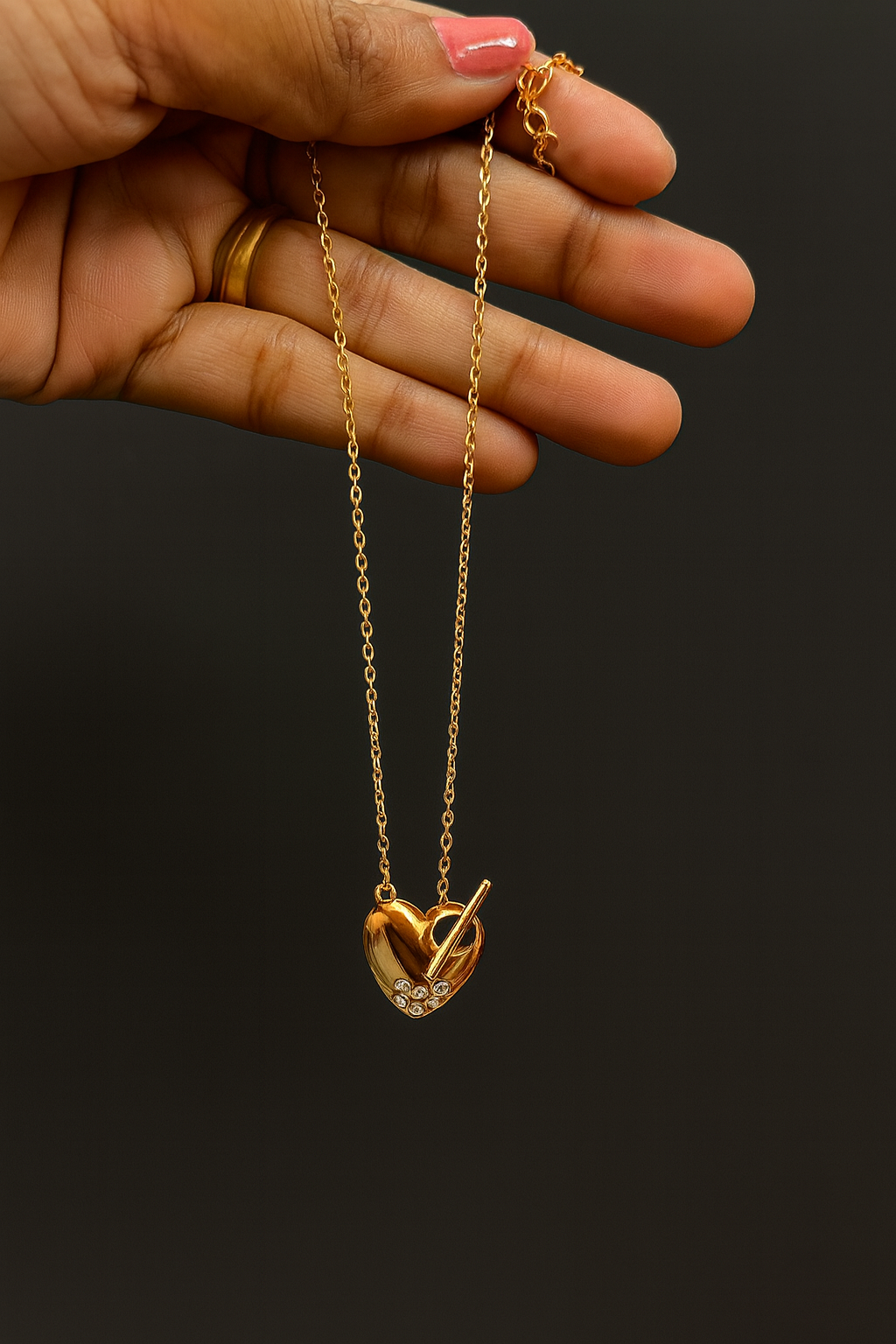 Golden Heart Toggle Chain