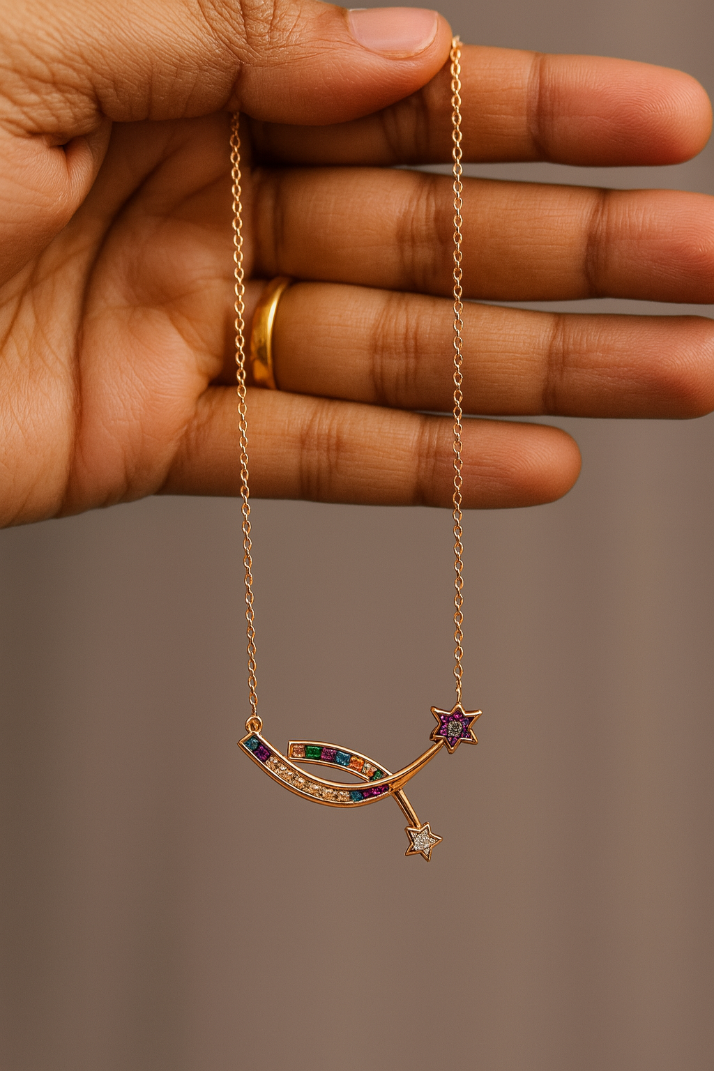 Celestial necklace with vibrant gemstones