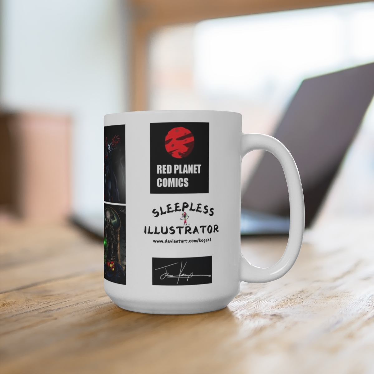 Sleepless Illustrator Multiple Character 15oz Mug