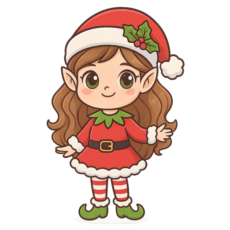 Free Cute Christmas Elf Girl Clipart