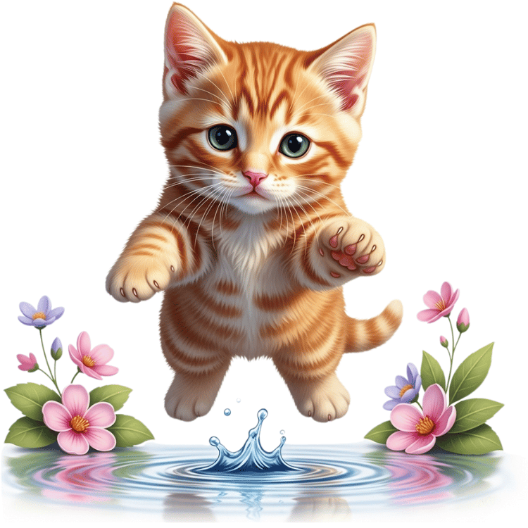 Free Watercolor Jumping Kitten Clipart