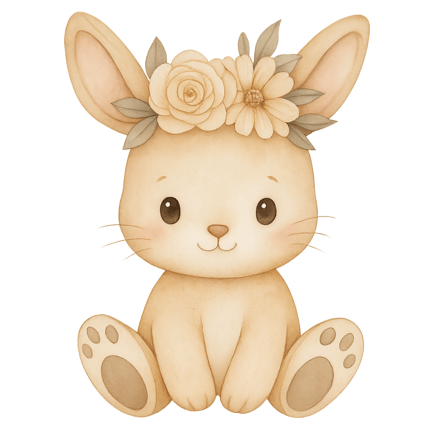 Free Baby Bunny with Flower Crown Clipart